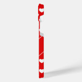 Aangepaste naam, Flashy rood en wit harten iPhone Hoesje (Linkerkant)