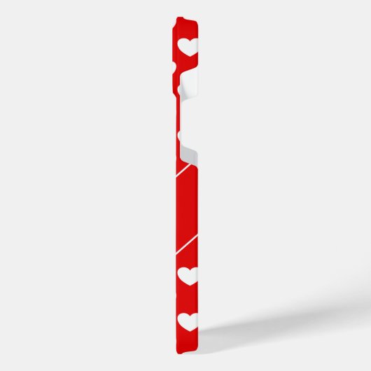 Aangepaste naam, Flashy rood en wit harten iPhone Hoesje (Linkerkant)