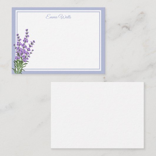 Aangepaste naam Flat Note Card-Lavender Notitiekaartje (Voorkant / Achterkant)