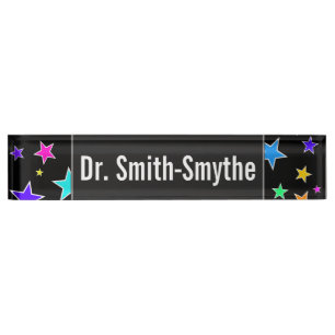 Aangepaste naam + flauw, kleurrijk sterrenpatroon naambordje