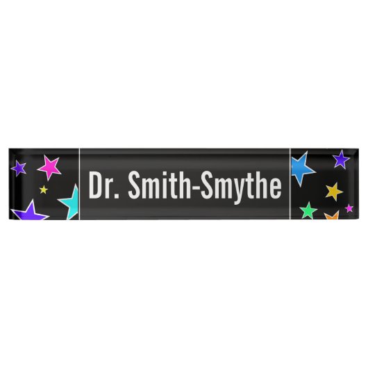 Aangepaste naam + flauw, kleurrijk sterrenpatroon naambordje (Voorkant)