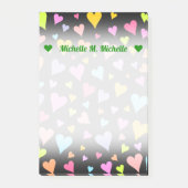 Aangepaste naam + flauw, liefdevol, kleurrijk hart post-it® notes (Voorkant)