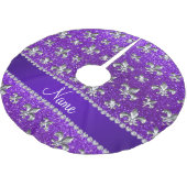 Aangepaste naam fleur de lis indigo paarse glitter kerstboom rok (Gekanteld)