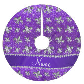 Aangepaste naam fleur de lis indigo paarse glitter kerstboom rok (Voorkant)