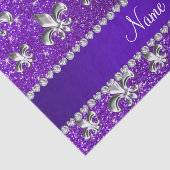 Aangepaste naam fleur de lis indigo paarse glitter tissuepapier (Detail)