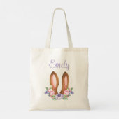 Aangepaste naam Floral Bunny Ears Pasen Tote Bag (Achterkant)