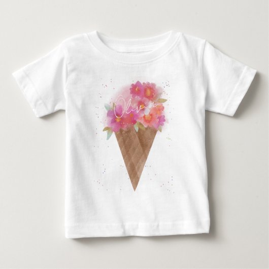 Aangepaste naam Floral Ice Cream Cone (Voorkant)