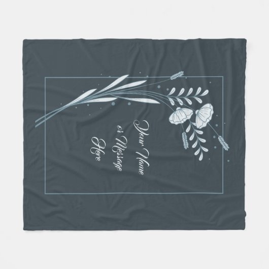 Aangepaste Naam Floral Lijst Fleece Deken (Voorkant (Horizontaal))