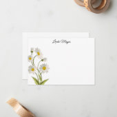 Aangepaste naam Floral Note Card Notitiekaartje (Voorkant / Achterkant in situ)