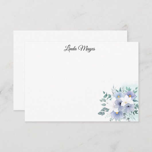 Aangepaste naam Floral Note Card Notitiekaartje (Voorkant / Achterkant)