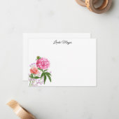 Aangepaste naam Floral Note Card Notitiekaartje (Voorkant / Achterkant in situ)
