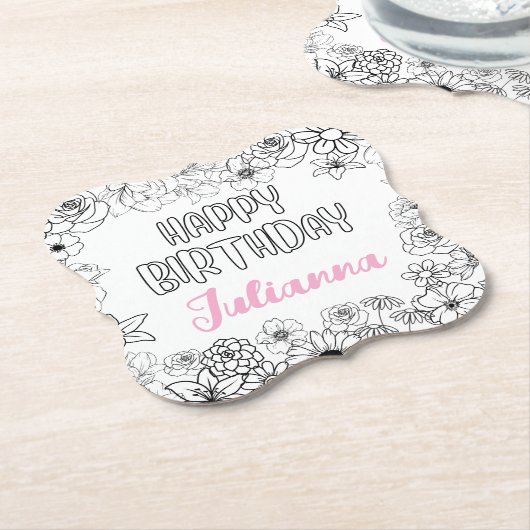 Aangepaste Naam Floral Onderzetter (Gekanteld)