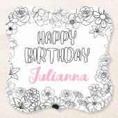 Aangepaste Naam Floral Onderzetter (Voorkant)