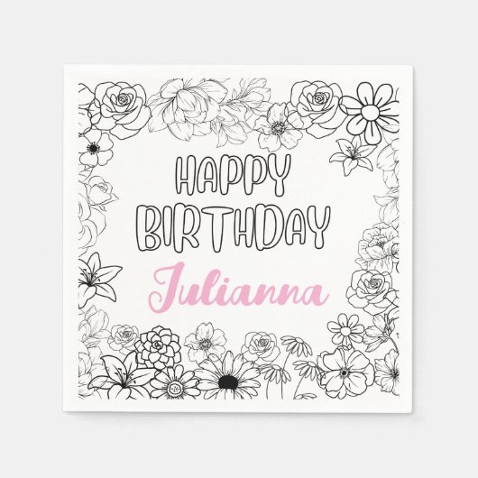 Aangepaste naam Floral servetten (Voorkant)