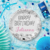 Aangepaste naam Floral servetten Papieren Bordje (Feest)