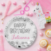 Aangepaste naam Floral servetten Papieren Bordje (Feest)