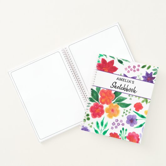Aangepaste naam Floral Sketchbook Notitieboek (Binnen)