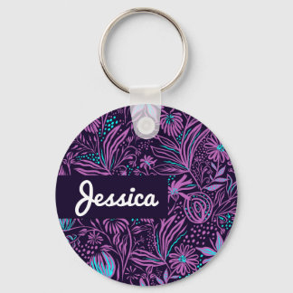 Aangepaste naam Floral Sleutelhanger