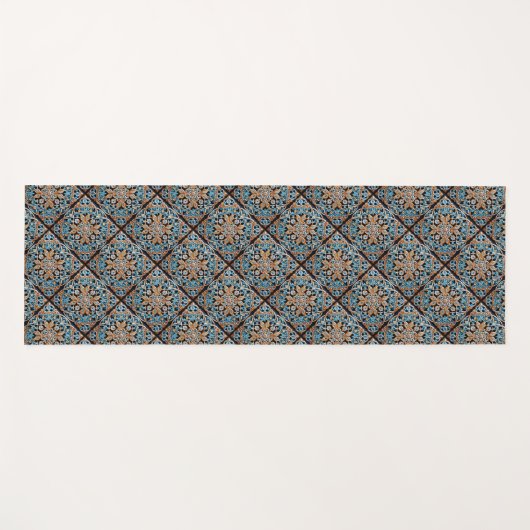 Aangepaste naam Floral Tegel Pattern Faux Ceramic Yogamat (Voorkant (horizontaal))