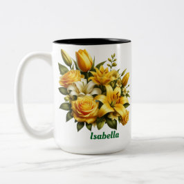Aangepaste naam floral Two-Tone koffie Mok, 15 oz Tweekleurige Koffiemok