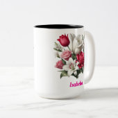 Aangepaste naam floral Two-Tone koffie Mok, 15 oz Tweekleurige Koffiemok (Voorkant rechts)