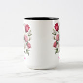 Aangepaste naam floral Two-Tone koffie Mok, 15 oz Tweekleurige Koffiemok (Center)