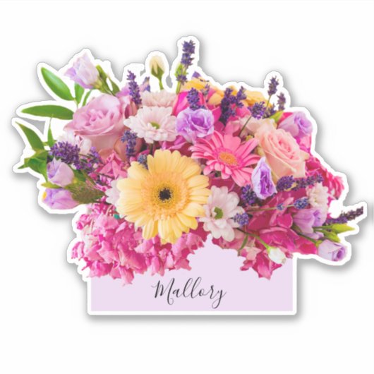 Aangepaste naam Floral Waterverf Beauty Sticker (Voorkant)