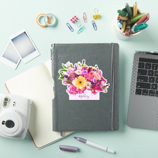 Aangepaste naam Floral Waterverf Beauty Sticker (iPad Cover)