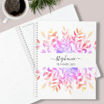 Aangepaste naam Floral Waterverf Planner<br><div class="desc">Deze waterverf bloemenplanner is versierd met regenboogkleurig gebladerte. Gemakkelijk aan te passen met het jaar,  jouw naam of monogram. Gebruik het ontwerpgereedschap om de tekstgrootte,  -stijl of -kleur te wijzigen. Als we creëer ons kunstwerk zullen je dit exacte afbeelding van andere ontwerpers niet vinden. Originele Waterverf © Michele Davies.</div>
