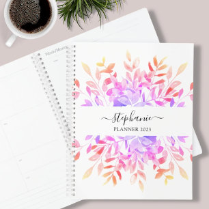 Aangepaste naam Floral Waterverf Planner