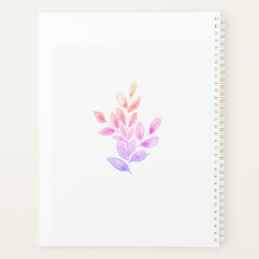 Aangepaste naam Floral Waterverf Planner (Achterkant)