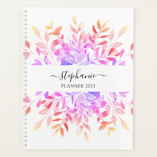 Aangepaste naam Floral Waterverf Planner (Voorkant)
