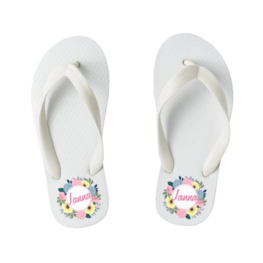 Aangepaste naam Floral Wreated Teenslippers (Voetbed)