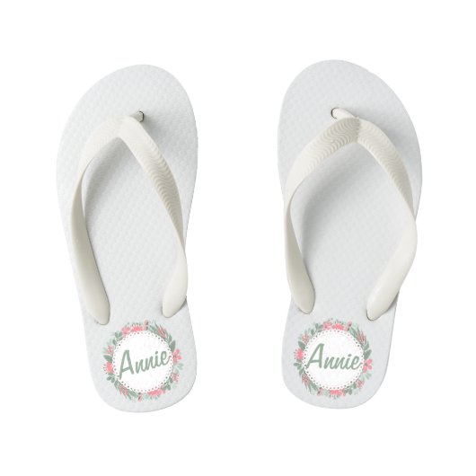 Aangepaste naam Floral Wreated Teenslippers (Voetbed)