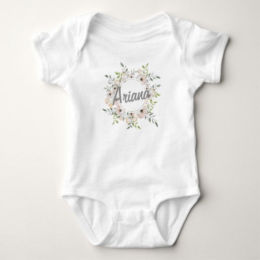 Aangepaste naam Floral Wreath | Bodysuit (Voorkant)