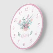 Aangepaste naam Floral Wreath Girl Wall klok (Hoek)
