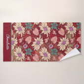 Aangepaste naam florale naadloos patroon rood badhanddoek (Badhanddoek)
