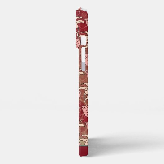 Aangepaste naam florale naadloos patroon rood iPhone hoesje (Linkerkant)