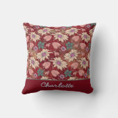 Aangepaste naam florale naadloos patroon rood kussen (Achterkant)