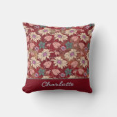 Aangepaste naam florale naadloos patroon rood kussen (Voorkant)