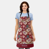 Aangepaste naam florale naadloos patroon rood schort (Gedragen)