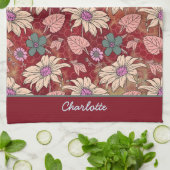 Aangepaste naam florale naadloos patroon rood theedoek (Gevouwen)