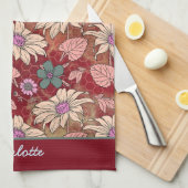 Aangepaste naam florale naadloos patroon rood theedoek (Quarter Fold)