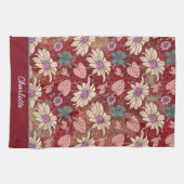 Aangepaste naam florale naadloos patroon rood theedoek (Horizontaal)