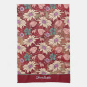 Aangepaste naam florale naadloos patroon rood theedoek (Verticaal)