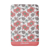 Aangepaste naam florale naadloos patroon roze badmat (Voorkant Verticaal)