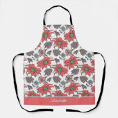 Aangepaste naam florale naadloos patroon roze schort (Voorkant)