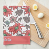 Aangepaste naam florale naadloos patroon roze theedoek (Quarter Fold)