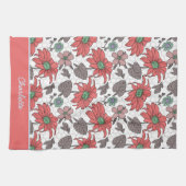 Aangepaste naam florale naadloos patroon roze theedoek (Horizontaal)