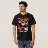 Aangepaste Naam Football Drie Foto Zwart en Rood T-shirt (Voorkant volledig)